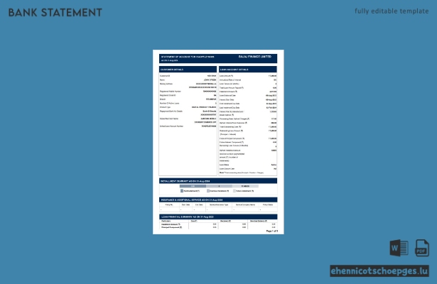 Beispiel eines Kontoauszugs von Bajaj Finance Limited, Indien